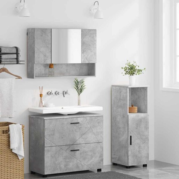 Fürdőszoba bútor szett 3 pcs Beton szürke 76.5 x 35 x 64 cm