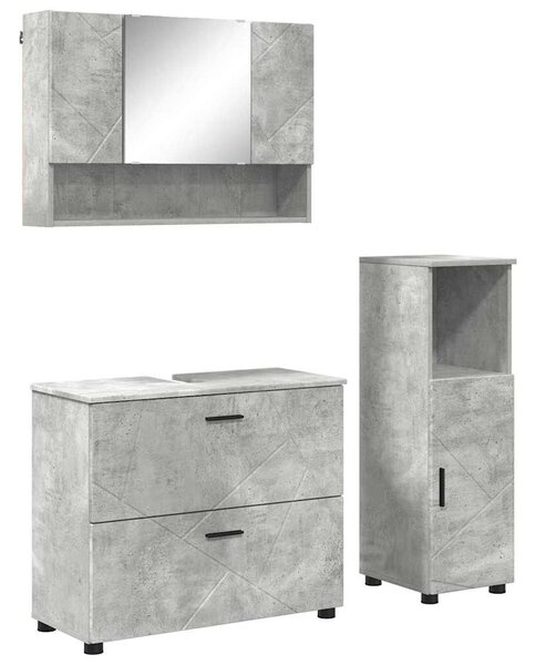 Fürdőszoba bútor szett 3 pcs Beton szürke 76.5 x 35 x 64 cm