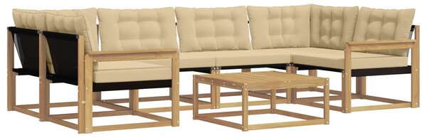 VidaXL Kültéri kanapé szett 7 pcs Fehér és Bézs 79 x 79 x 37 cm