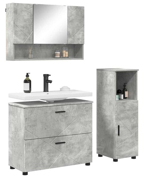 Fürdőszoba bútor szett 3 pcs Beton szürke 76.5 x 35 x 64 cm