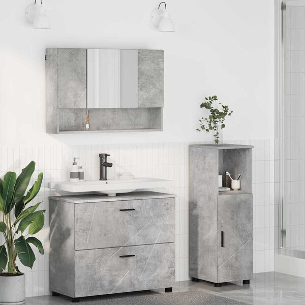 Fürdőszoba bútor szett 3 pcs Beton szürke 76.5 x 35 x 64 cm