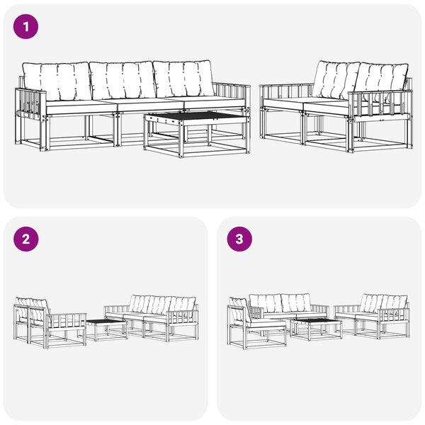 VidaXL Kültéri kanapé szett 6 pcs Fehér és Világosszürke