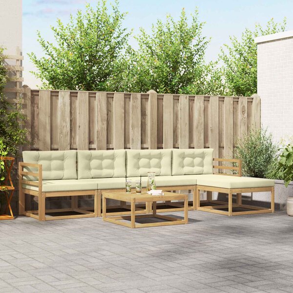 VidaXL Kültéri kanapé szett 6 pcs Fehér és Krém színű 79 x 79 x 37 cm