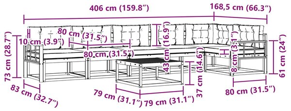 VidaXL Kültéri kanapé szett 7 pcs Fehér és Antracitszürke