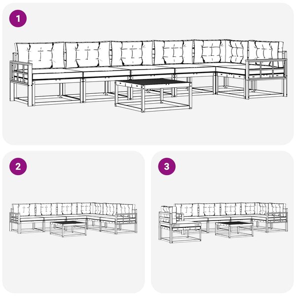 VidaXL Kültéri kanapé szett 7 pcs Fehér és Antracitszürke