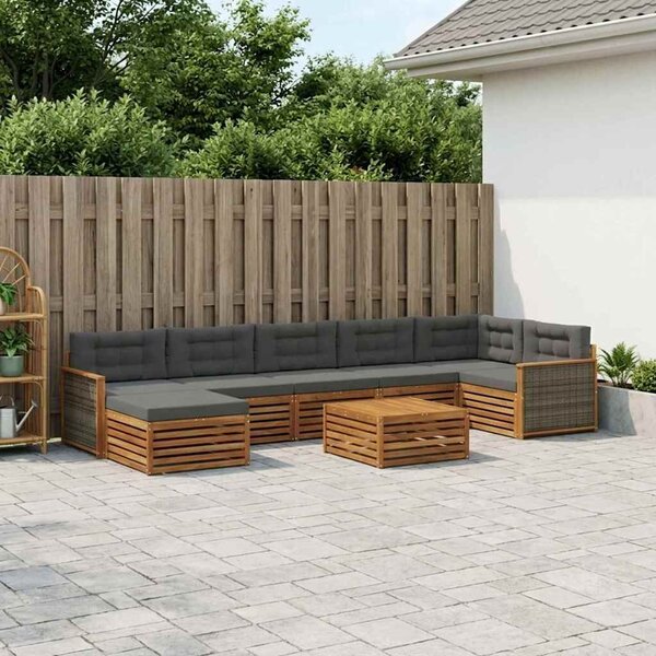 VidaXL Kültéri kanapé szett párnával 8 pcs Természetes és antracit