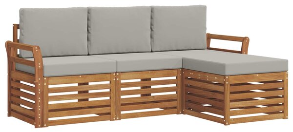 VidaXL Kültéri kanapé szett 4 pcs Természetes és Világosszürke