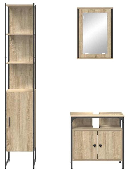 Fürdőszoba bútor szett 3 pcs sonoma tölgy 33 x 33 x 185.5 cm