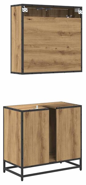 Fürdőszoba bútor szett 2 pcs kézműves tölgy 65 x 33 x 60 cm