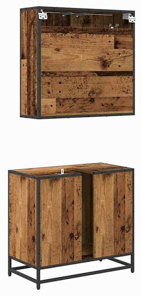 Fürdőszoba bútor szett 2 pcs Régi fa 65 x 33 x 60 cm Faanyag