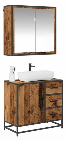 Fürdőszoba bútor szett 2 pcs Régi fa 65 x 33 x 60 cm Faanyag
