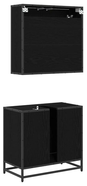 Fürdőszoba bútor szett 2 pcs Musta tammi 65 x 33 x 60 cm