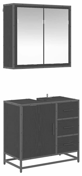 Fürdőszoba bútor szett 2 pcs Musta tammi 65 x 33 x 60 cm