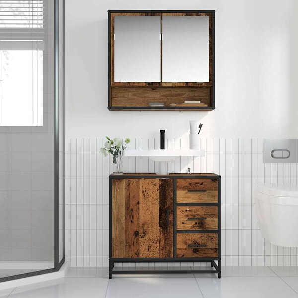 Fürdőszoba bútor szett 2 pcs Régi fa 65 x 33 x 60 cm Faanyag