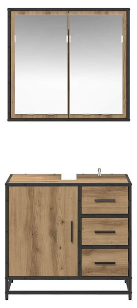 Fürdőszoba bútor szett 2 pcs kézműves tölgy 65 x 33 x 60 cm