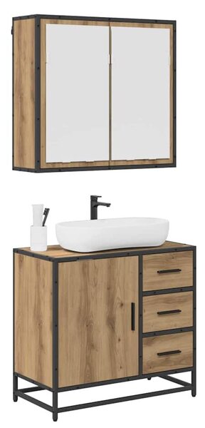 Fürdőszoba bútor szett 2 pcs kézműves tölgy 65 x 33 x 60 cm