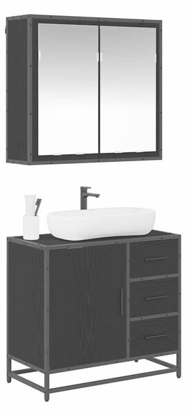 Fürdőszoba bútor szett 2 pcs Musta tammi 65 x 33 x 60 cm