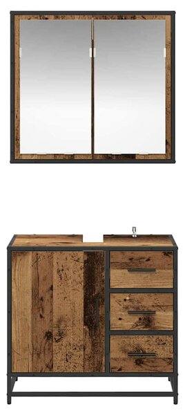 Fürdőszoba bútor szett 2 pcs Régi fa 65 x 33 x 60 cm Faanyag