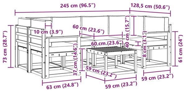 VidaXL Kültéri kanapé szett párnával 7 pcs Fehér és Antracitszürke