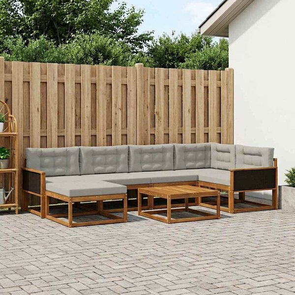 VidaXL Kültéri kanapé szett 7 pcs Természetes és Világosszürke