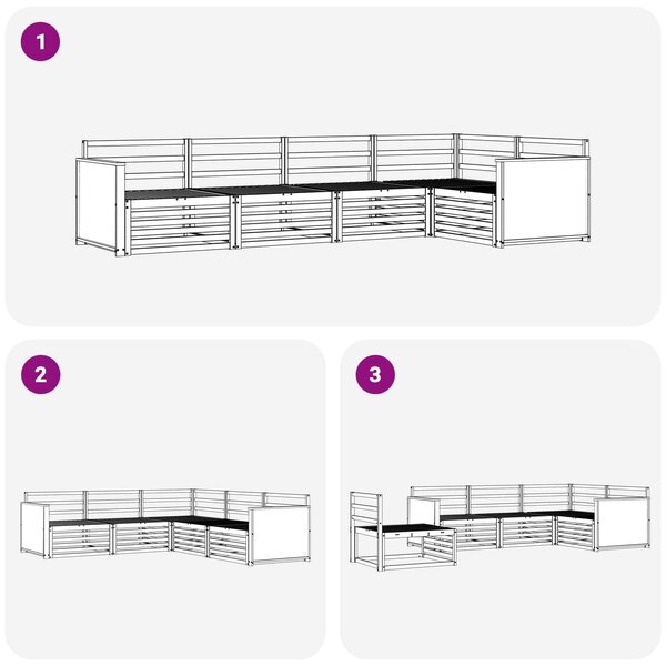 VidaXL Kültéri kanapé szett 5 pcs Természetes Tömör Akácfa