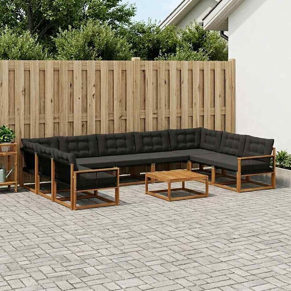 VidaXL Kültéri kanapé szett párnával 10 pcs Természetes és Fekete
