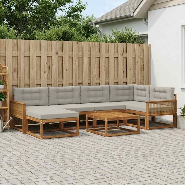 VidaXL Kültéri kanapé szett 7 pcs Természetes és Világosszürke
