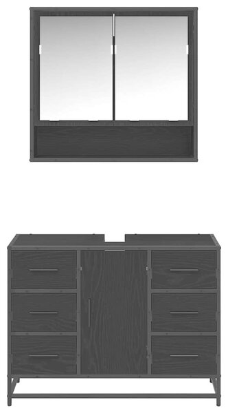 Fürdőszoba bútor szett 2 pcs Musta tammi 80 x 33 x 60 cm