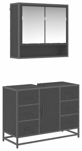 Fürdőszoba bútor szett 2 pcs Musta tammi 80 x 33 x 60 cm