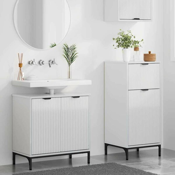 Fürdőszoba bútor szett 2 pcs Magasfényű fehér 39.5 x 36 x 88 cm