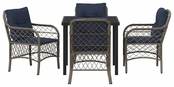 VidaXL Kert étkező szett párnával 5 pcs Szürke és fekete Rattan