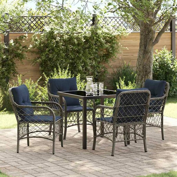 VidaXL Kert étkező szett párnával 5 pcs Szürke és fekete Rattan