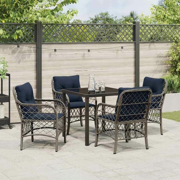 VidaXL Kert étkező szett párnával 5 pcs Szürke és fekete Rattan