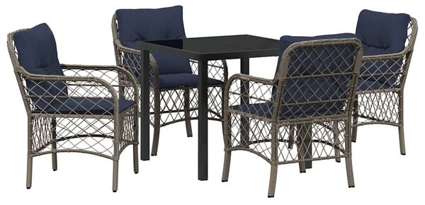 VidaXL Kert étkező szett párnával 5 pcs Szürke és fekete Rattan