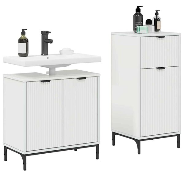 Fürdőszoba bútor szett 2 pcs Magasfényű fehér 39.5 x 36 x 88 cm