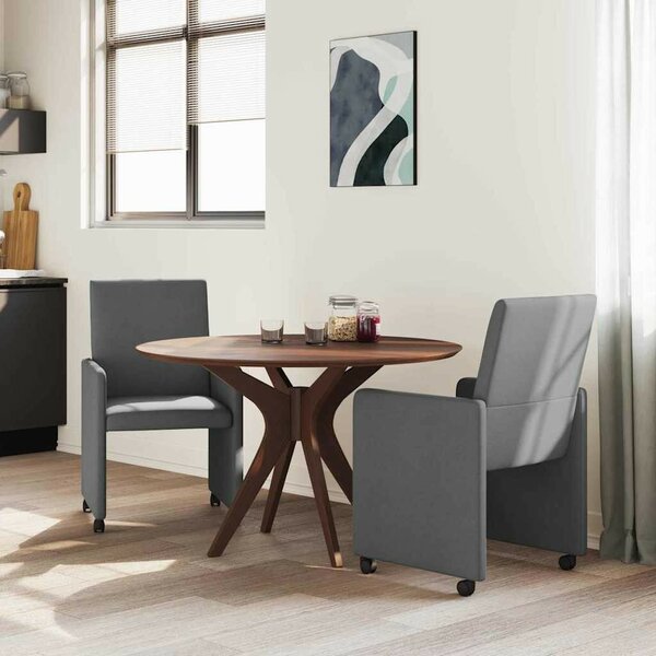 Étkezőszékek kerékkel 2 pcs Sötétszürke 57 x 66 x 94 cm szövet
