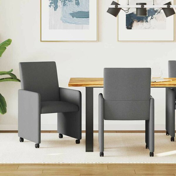 Étkezőszékek kerékkel 2 pcs Sötétszürke 57 x 66 x 94 cm szövet