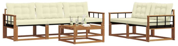 VidaXL Kültéri kanapé szett párnával 6 pcs Természetes és krémszínű