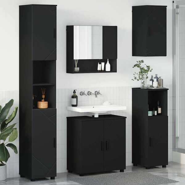 Fürdőszoba bútor szett 5 pcs Fekete 61 x 35 x 64 cm Faanyag