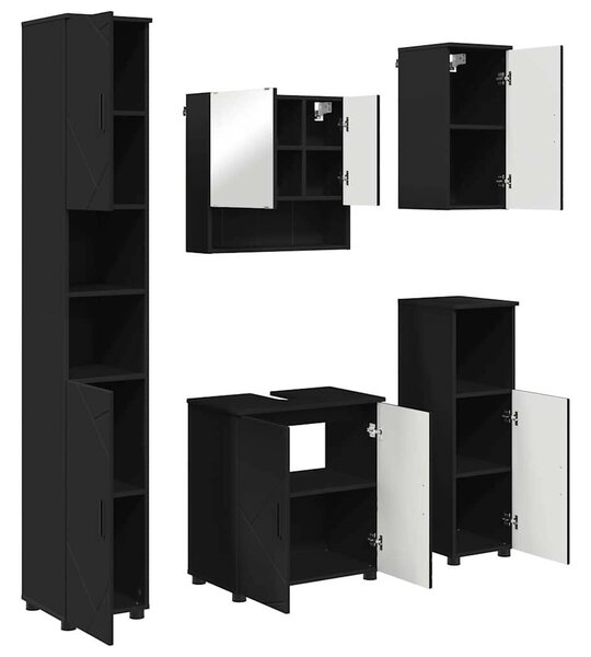 Fürdőszoba bútor szett 5 pcs Fekete 61 x 35 x 64 cm Faanyag