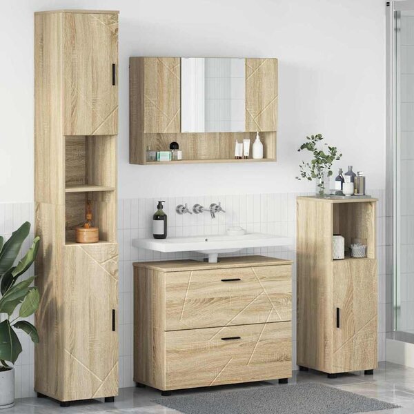 Fürdőszoba bútor szett 4 pcs sonoma tölgy 30 x 35 x 192 cm