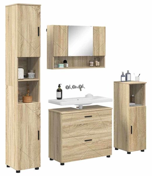 Fürdőszoba bútor szett 4 pcs sonoma tölgy 30 x 35 x 192 cm
