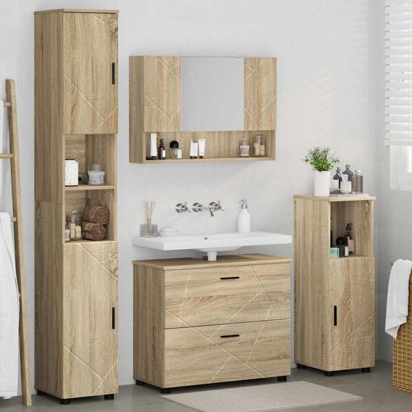 Fürdőszoba bútor szett 4 pcs sonoma tölgy 30 x 35 x 192 cm