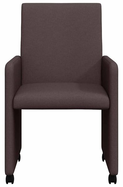 Étkezőszékek kerékkel 2 pcs sötétbarna 57 x 66 x 94 cm szövet