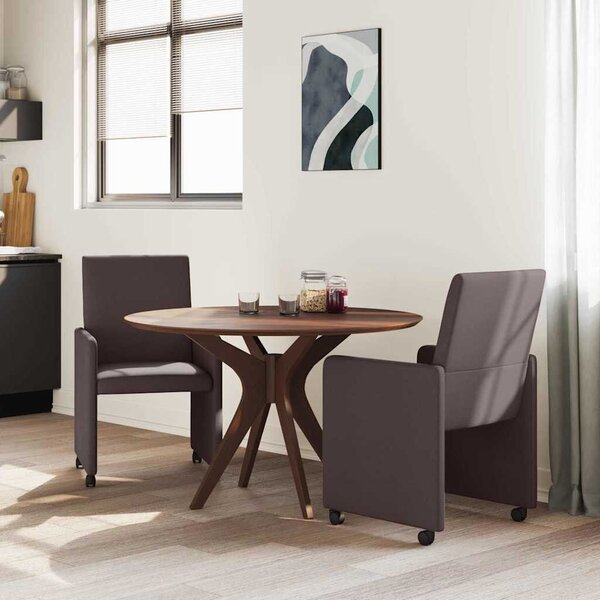 Étkezőszékek kerékkel 2 pcs sötétbarna 57 x 66 x 94 cm szövet