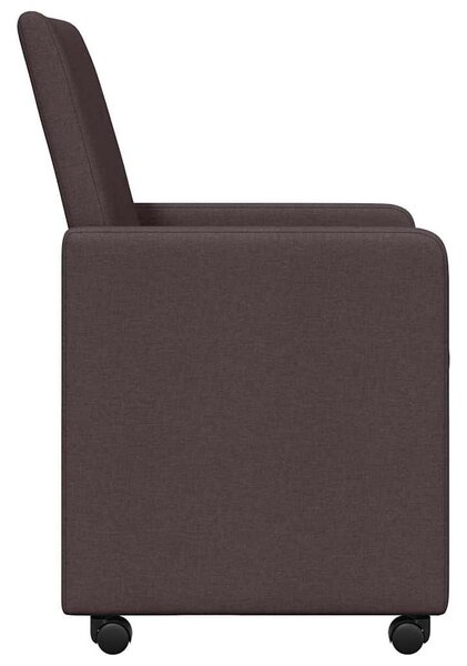 Étkezőszékek kerékkel 2 pcs sötétbarna 57 x 66 x 94 cm szövet