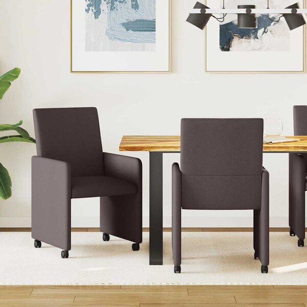 Étkezőszékek kerékkel 2 pcs sötétbarna 57 x 66 x 94 cm szövet