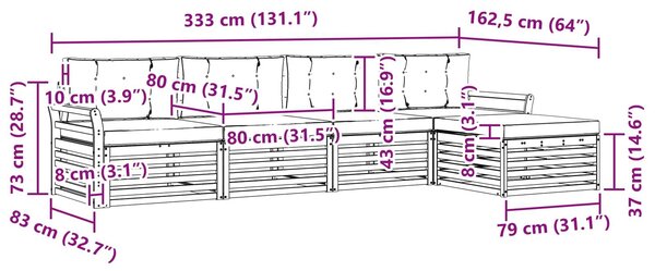 VidaXL Kültéri kanapé szett 5 db Fehér és Bézs