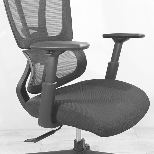 Ergonomikus Balance Pro irodai szék, RONDI, hálós háttámlával, állítható deréktámasszal, szinkron mechanizmussal, fekete