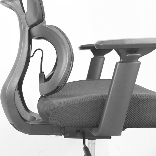 Ergonomikus Balance Pro irodai szék, RONDI, hálós háttámlával, állítható deréktámasszal, szinkron mechanizmussal, fekete